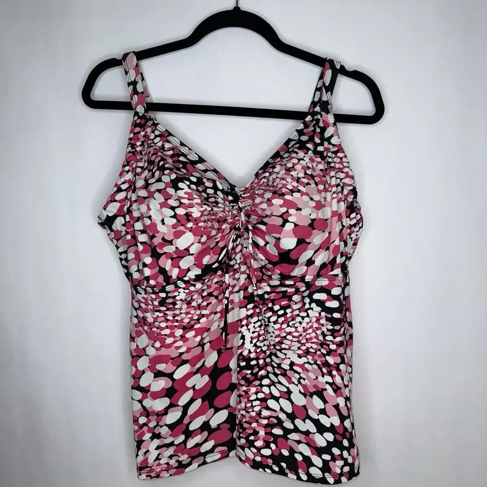 Swim 365 Women’s Speckled Tankini Swim Top Pink Black Size 20 - Picture 1 of 6